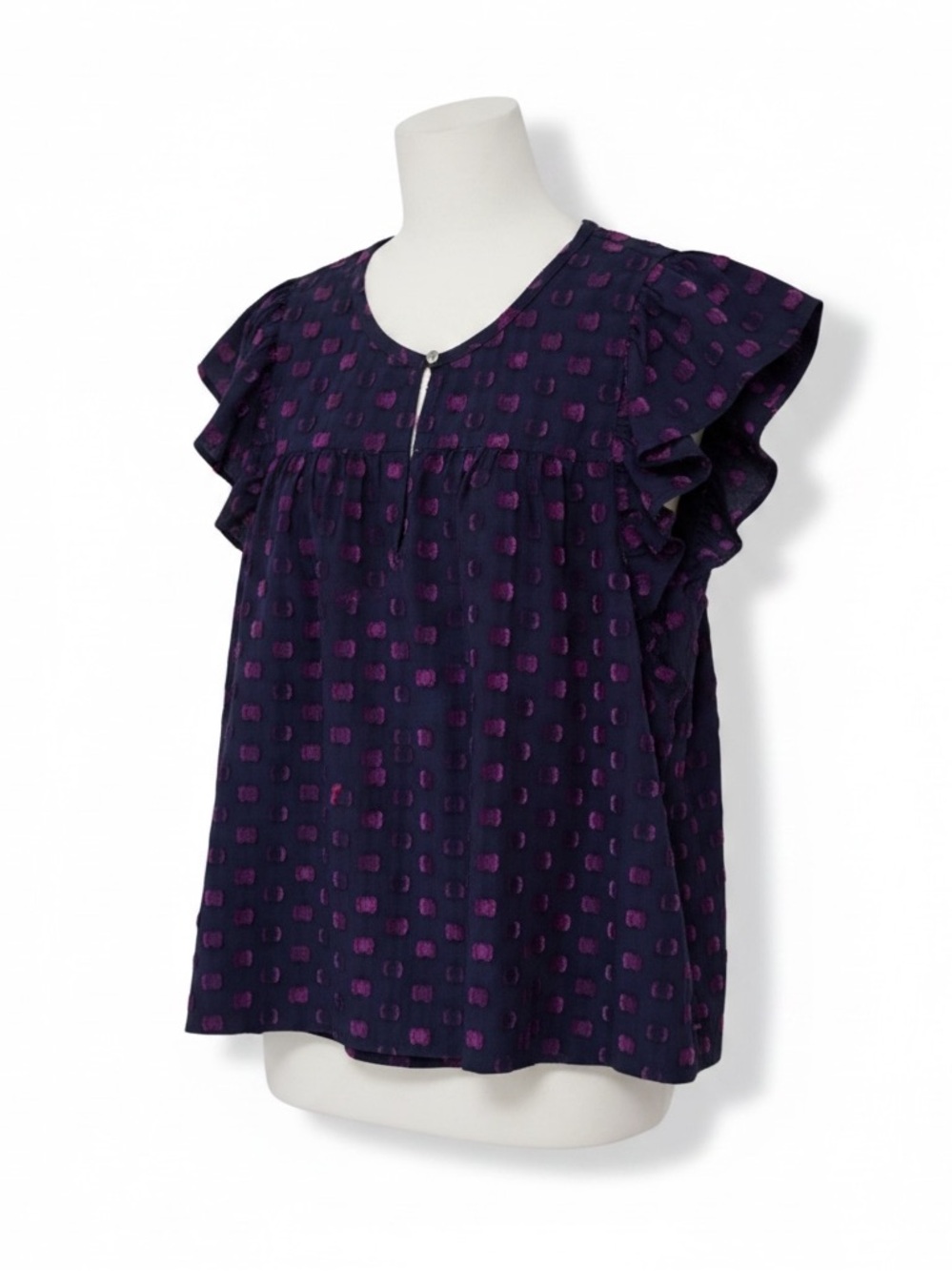XiRENA | Astrid Ruffle Sleeve Top in Moonset Navy/Magenta, Size Small